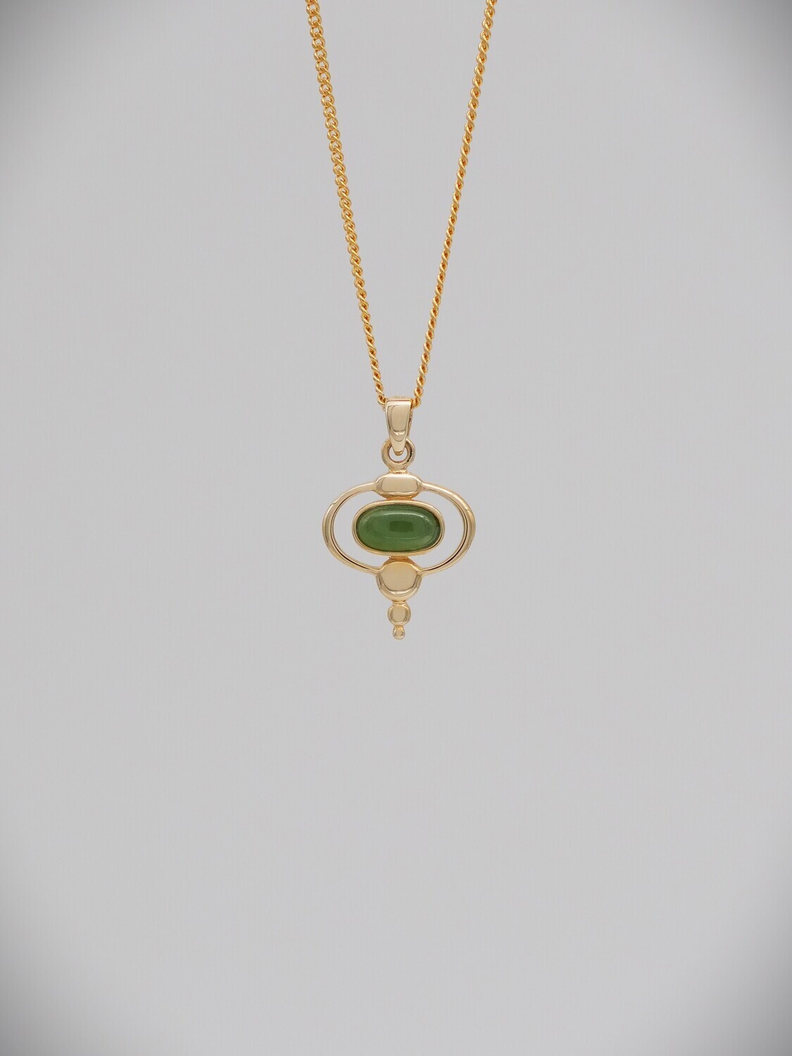 Moko Pounamu Contemporary Oval Greenstone and 9ct Gold Pendant - SALE