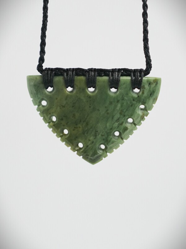Moko Pounamu Kouma Breastplate  NZ Genuine Kokopu  Greenstone - Tiropahi