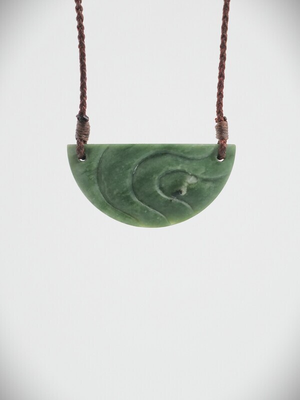 Moko Pounamu Kouma Breastplate NZ Genuine Kawakawa  Greenstone - Maimai