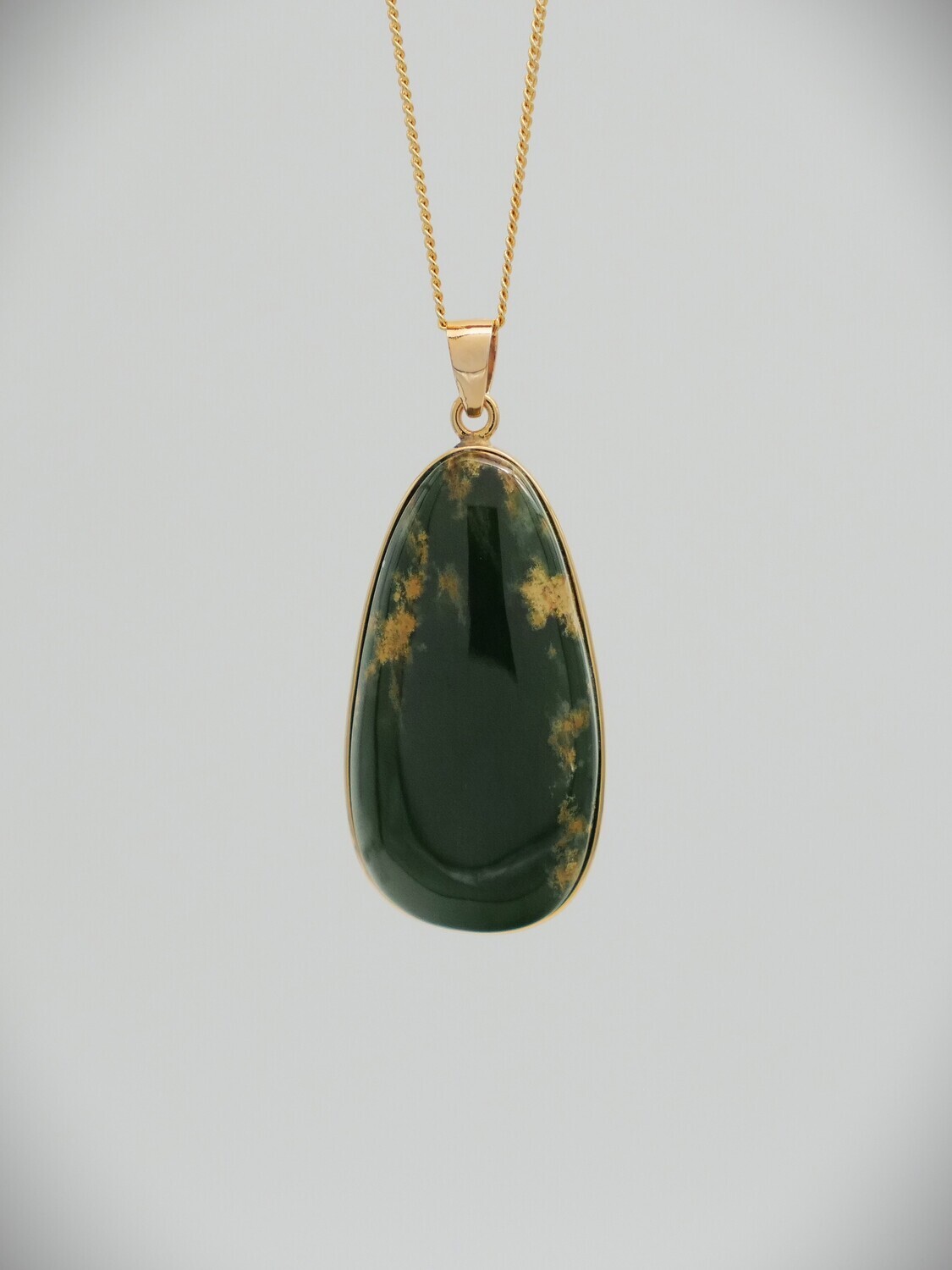 Moko Pounamu Marsden Flower Greenstone and 14ct Gold Pendant 10542
