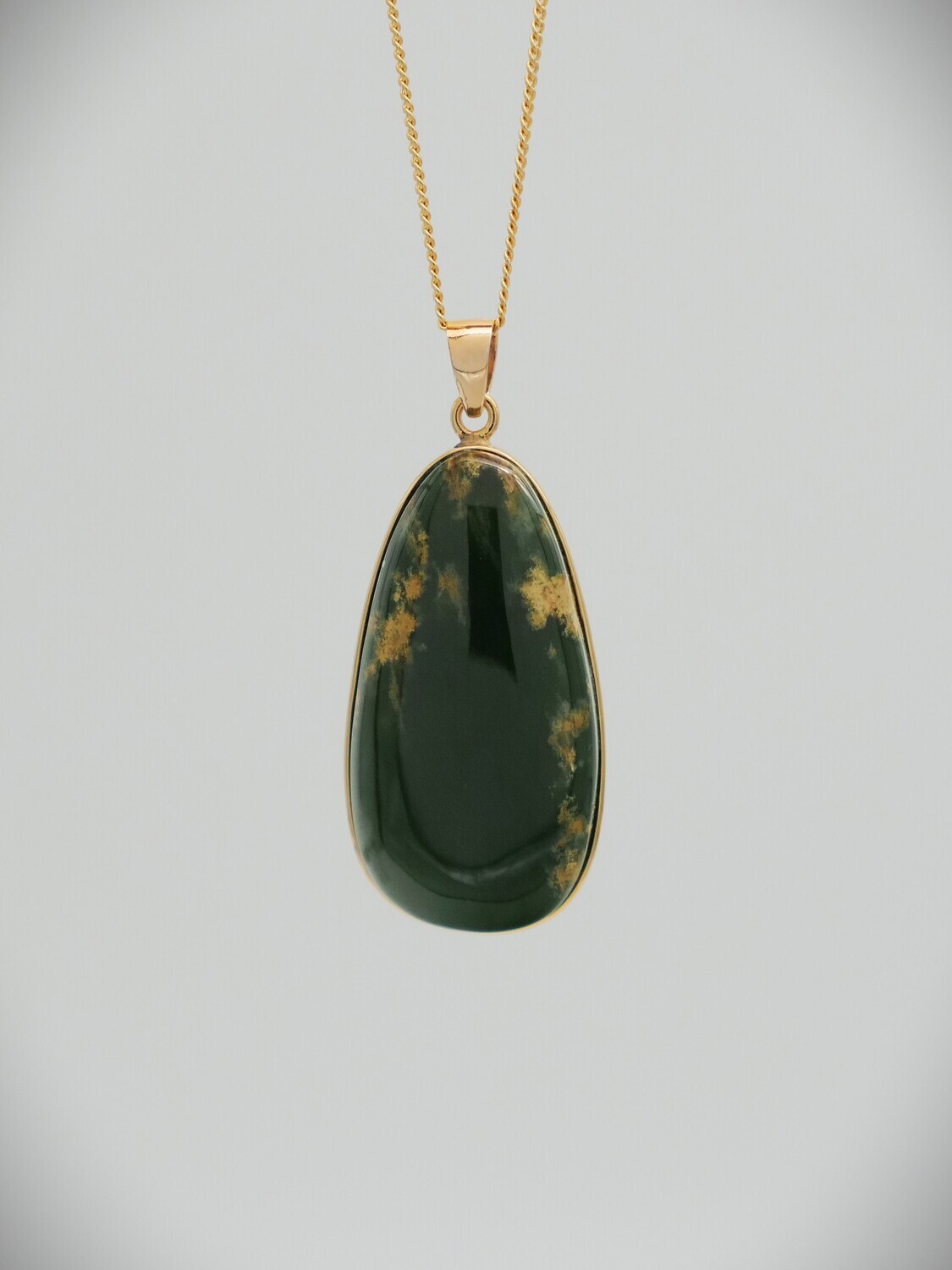 Moko Pounamu Marsden Flower Greenstone and 14ct Gold Pendant