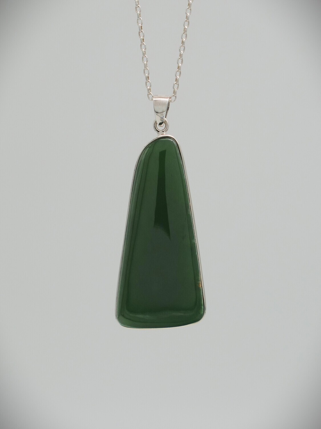 Moko Pounamu NZ Genuine Marsden Flower Greenstone and Sterling Silver Pendant 10537