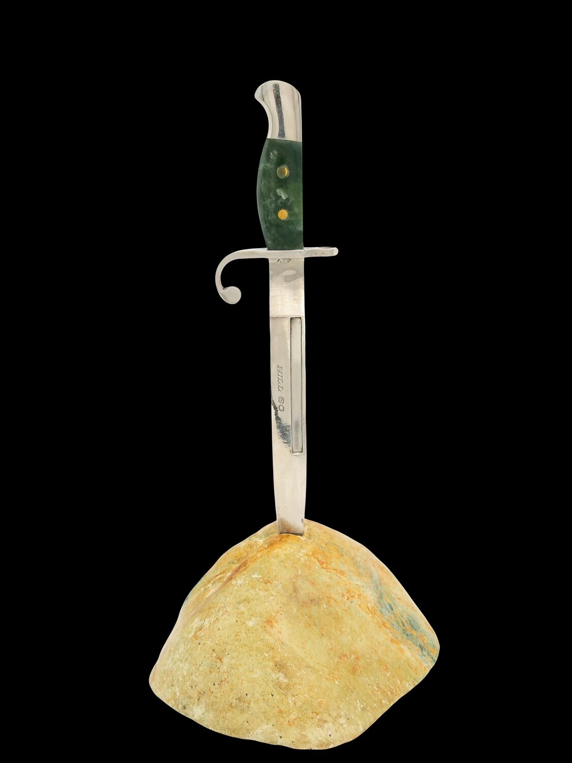 Moko Pounamu Sword Genuine NZ Kawakawa & Marsden Flower Greenstone  - Maruia