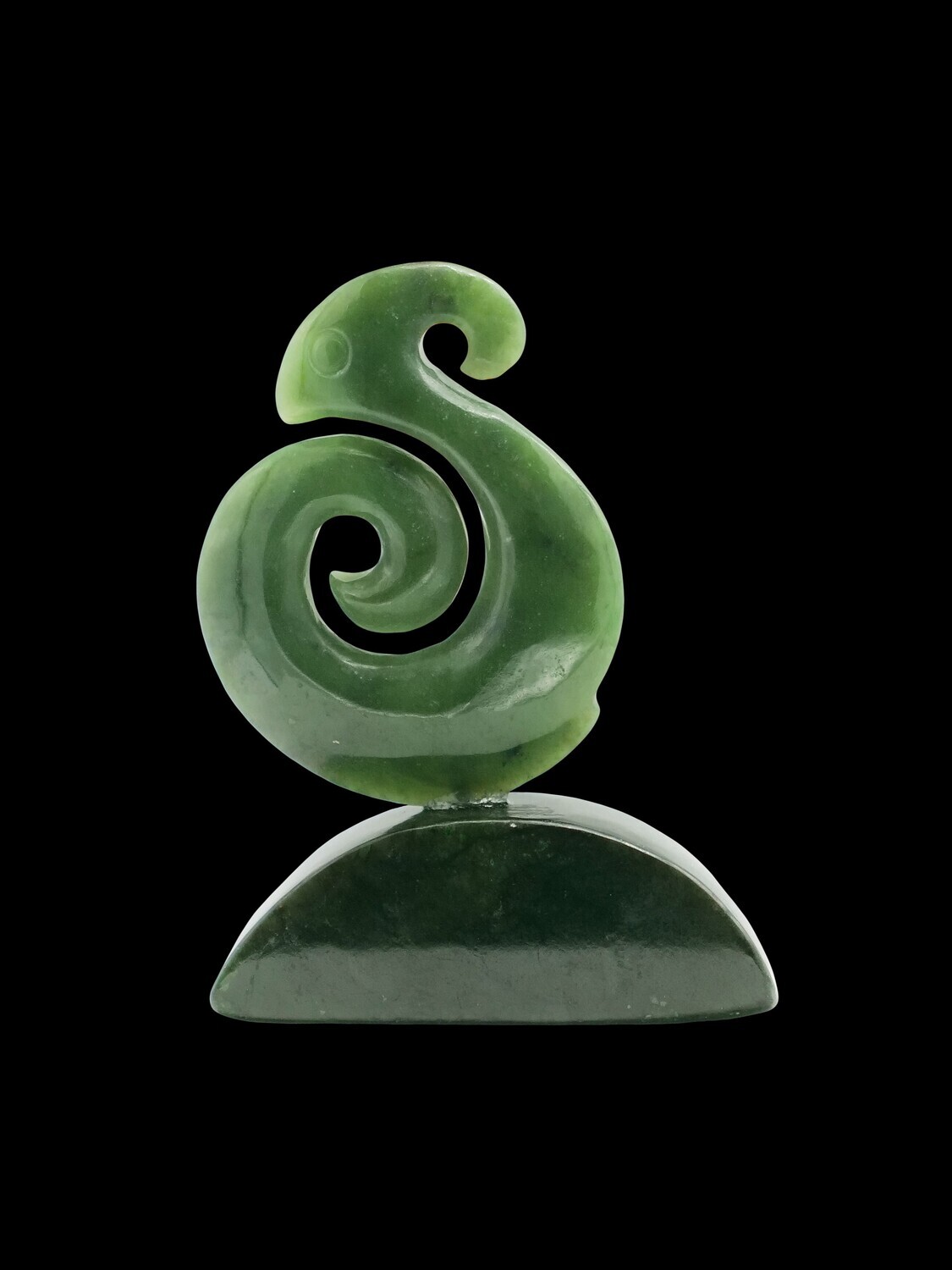Moko Pounamu Koropepe Sculpture NZ Genuine Kawakawa Greenstone
