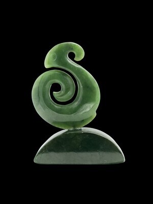 Moko Pounamu Koropepe Sculpture NZ Genuine Kawakawa Greenstone