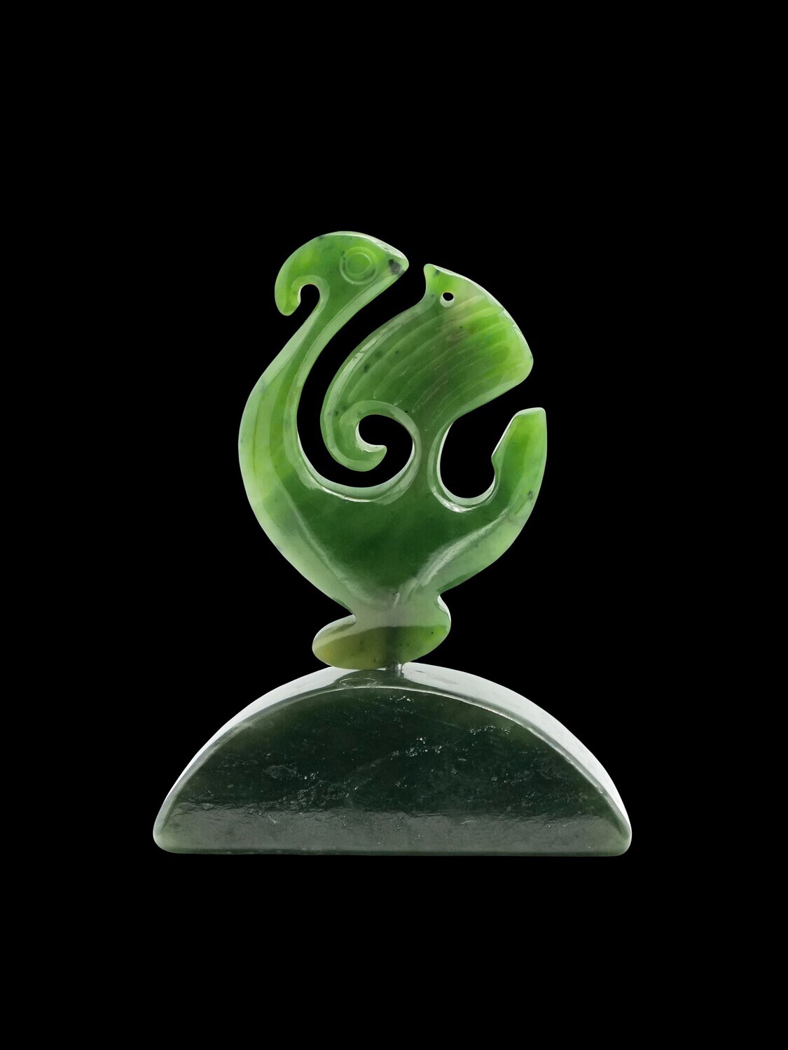 Moko Pounamu Manaia Sculpture NZ Genuine Kahurangi & Kawakawa Greenstone