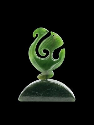 Moko Pounamu Manaia Sculpture NZ Genuine Kahurangi & Kawakawa Greenstone