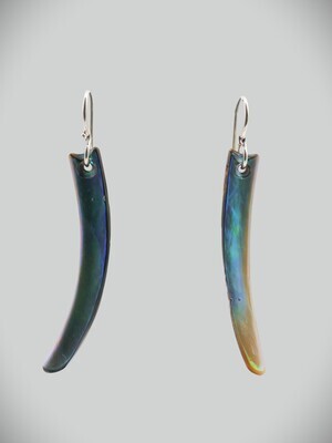 Moko Pounamu NZ Genuine Paua and Sterling Silver Earrings 10565