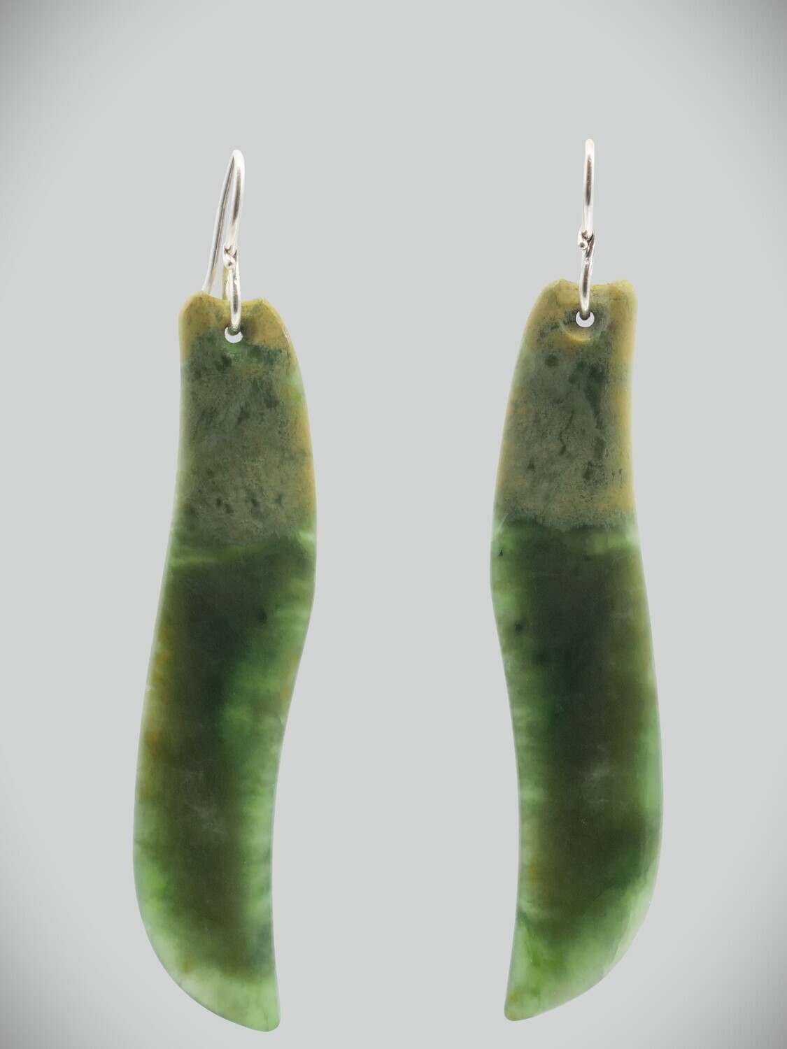 Moko Pounamu NZ Marsden Flower Greenstone and Sterling Silver Earrings 10566