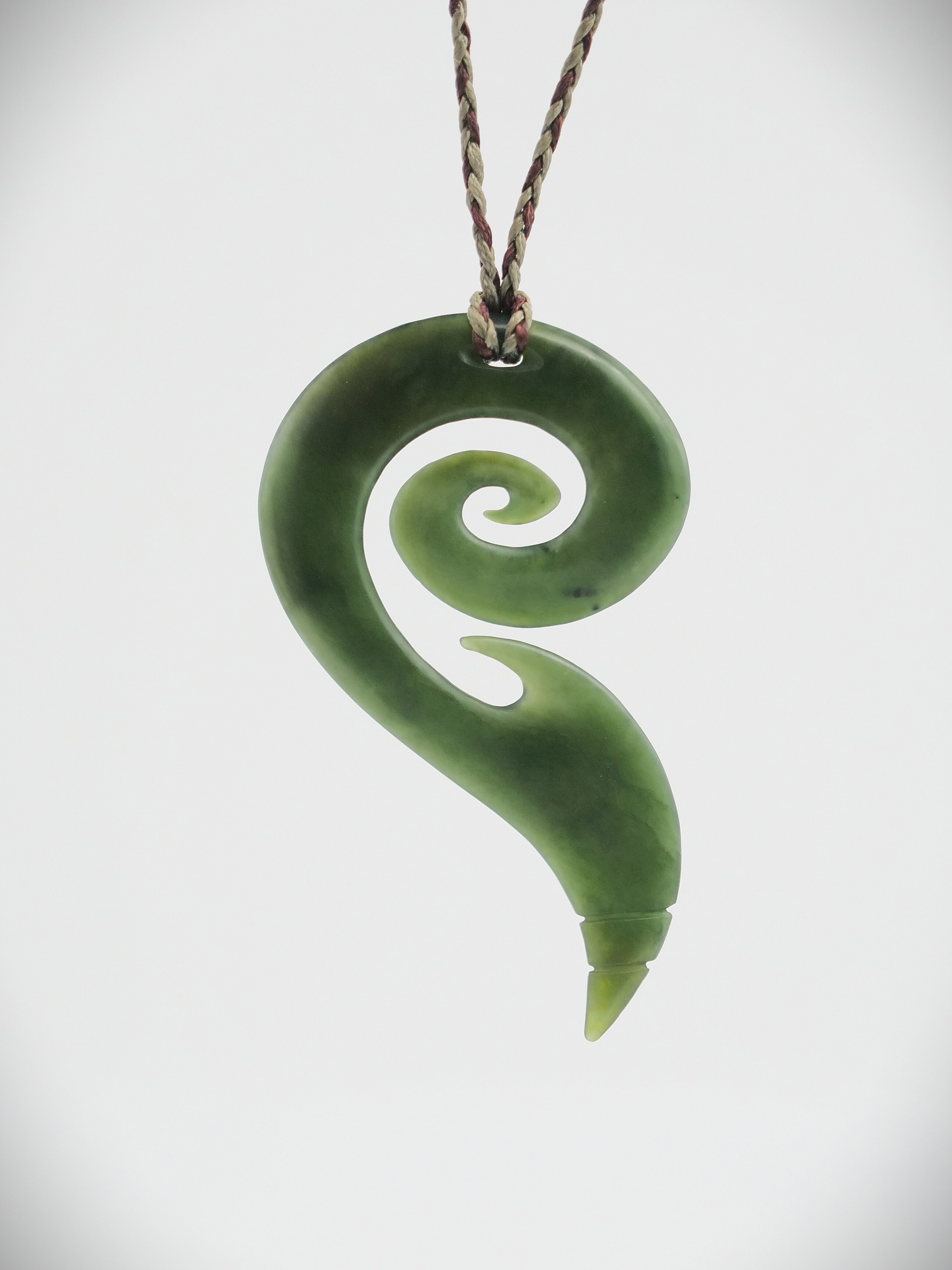 Moko Pounamu Koru NZ Genuine Kawakawa Greenstone - Rakopi