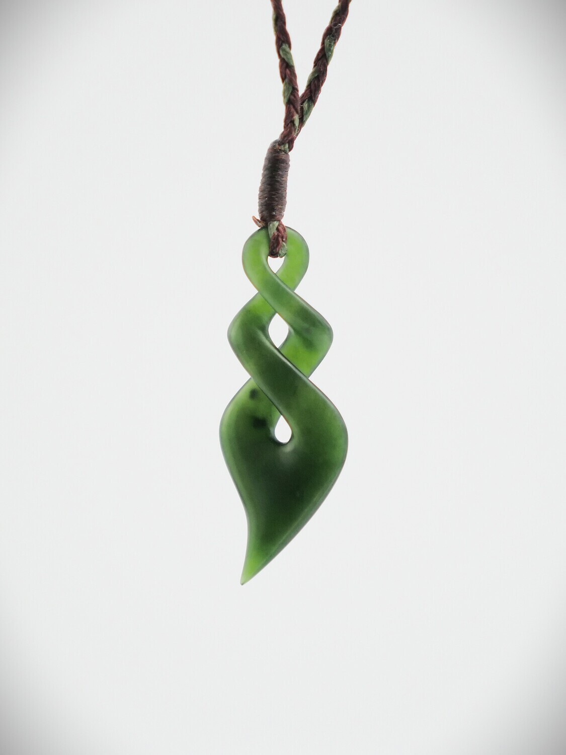 Moko Pounamu Contemporary Double Pikorua NZ Genuine Kawakawa Greenstone - Te Towaka