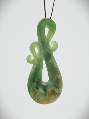 Moko Pounamu  Contemporary Design NZ Genuine Marsden Flower Greenstone - Te Kotahitanga