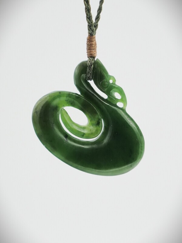 Moko Pounamu Manaia NZ Genuine Kawakawa Greenstone - Opuawhanga