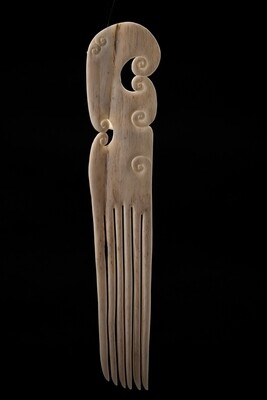 Moko Pounamu Heru Genuine Whale Bone Carving - Rangiauria