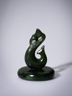 Moko Pounamu Manaia Sculpture NZ Genuine Kawakawa Greenstone - Awatuna