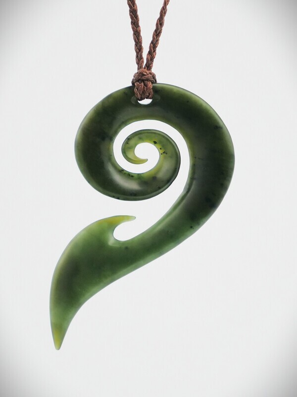 Moko Pounamu Koru NZ Genuine Kawakawa Greenstone - Hokitika