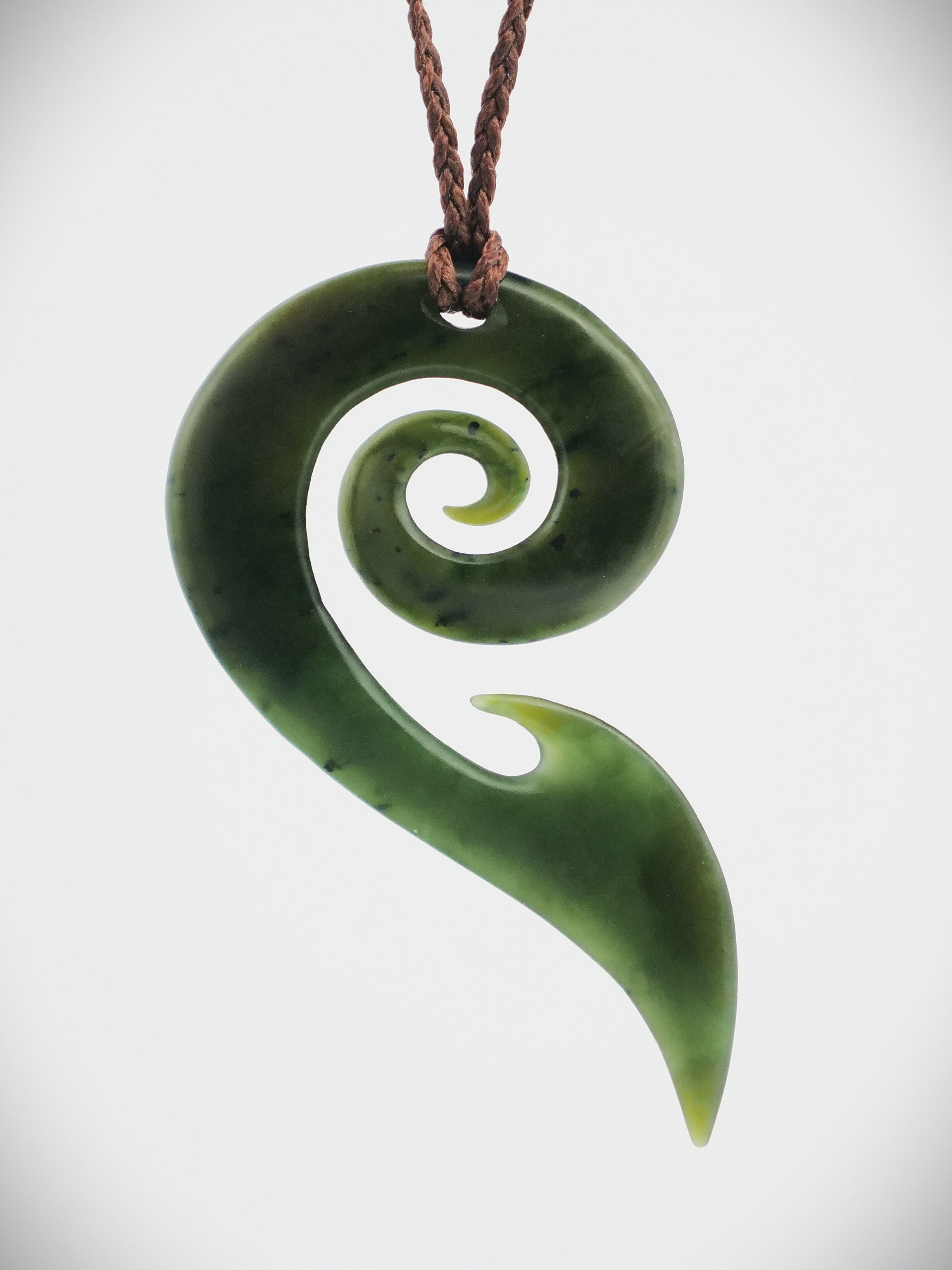 Moko Pounamu Koru NZ Genuine Kawakawa Greenstone - Hokitika