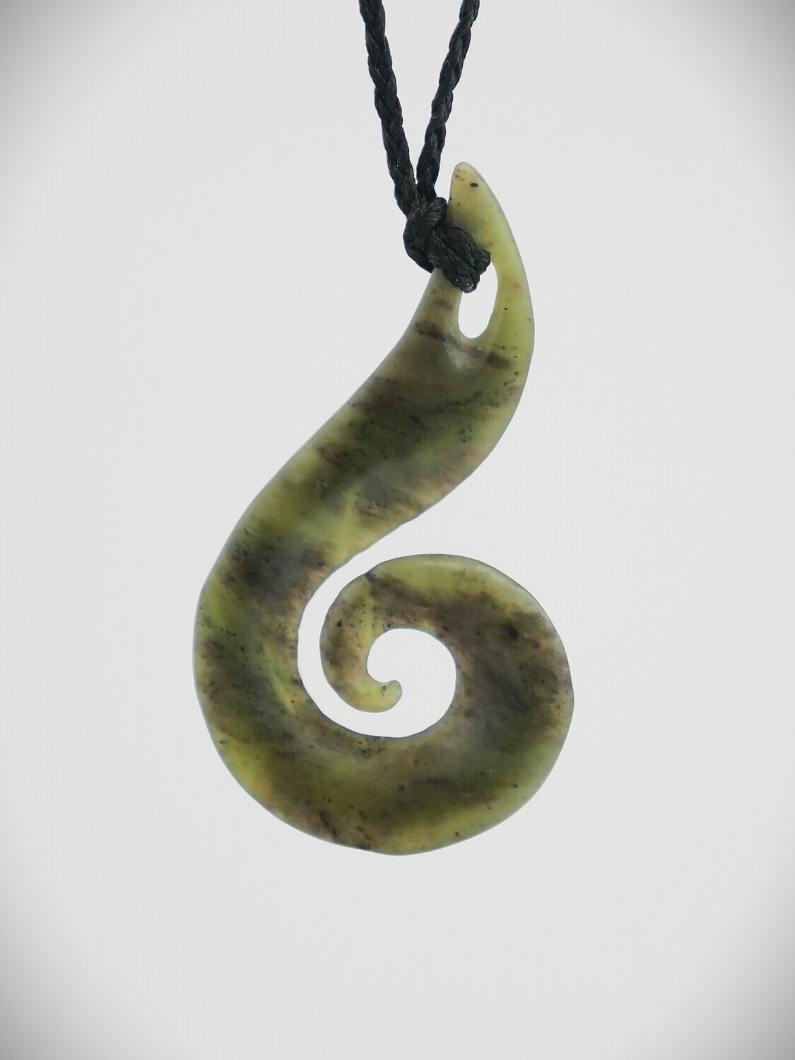 Moko Pounamu Hei Matau (Hook) NZ Genuine Totoweka Greenstone - Anakiwa