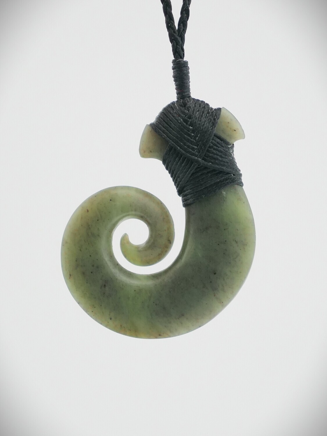 Moko Pounamu Hei Matau (Hook) NZ Genuine Totoweka Greenstone - Turiwhate