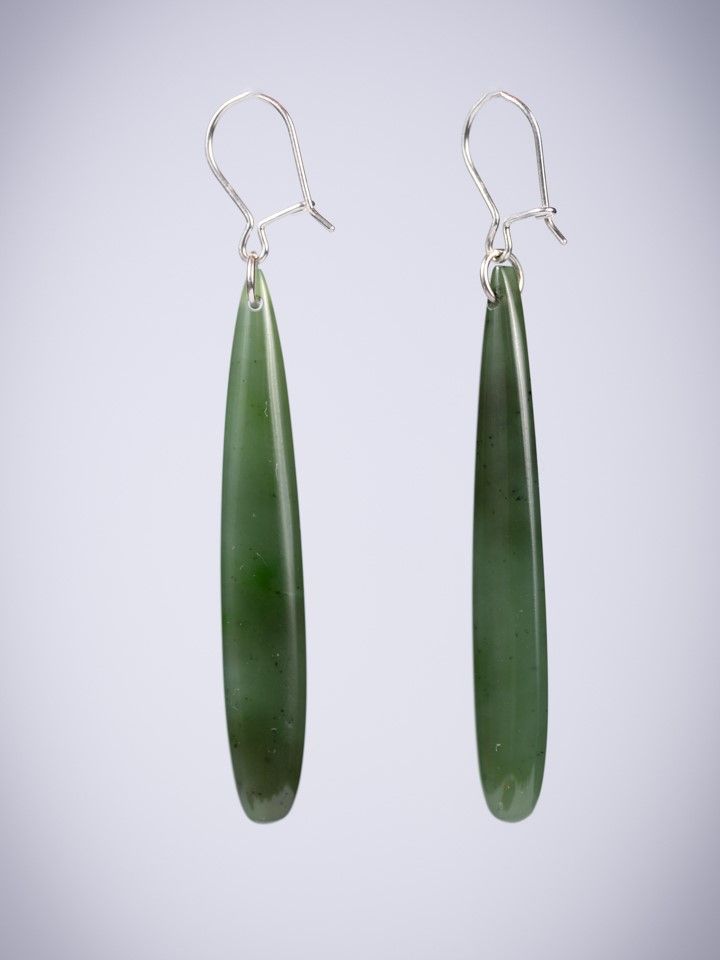 Moko Pounamu NZ Kawakawa Greenstone & Sterling Silver Earrings