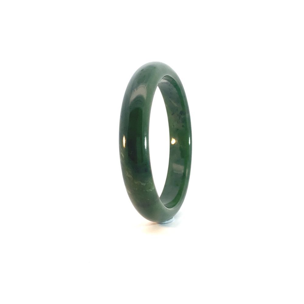 Moko Pounamu Solid Bangle NZ Genuine  Kawakawa Greenstone  - Taramoa
