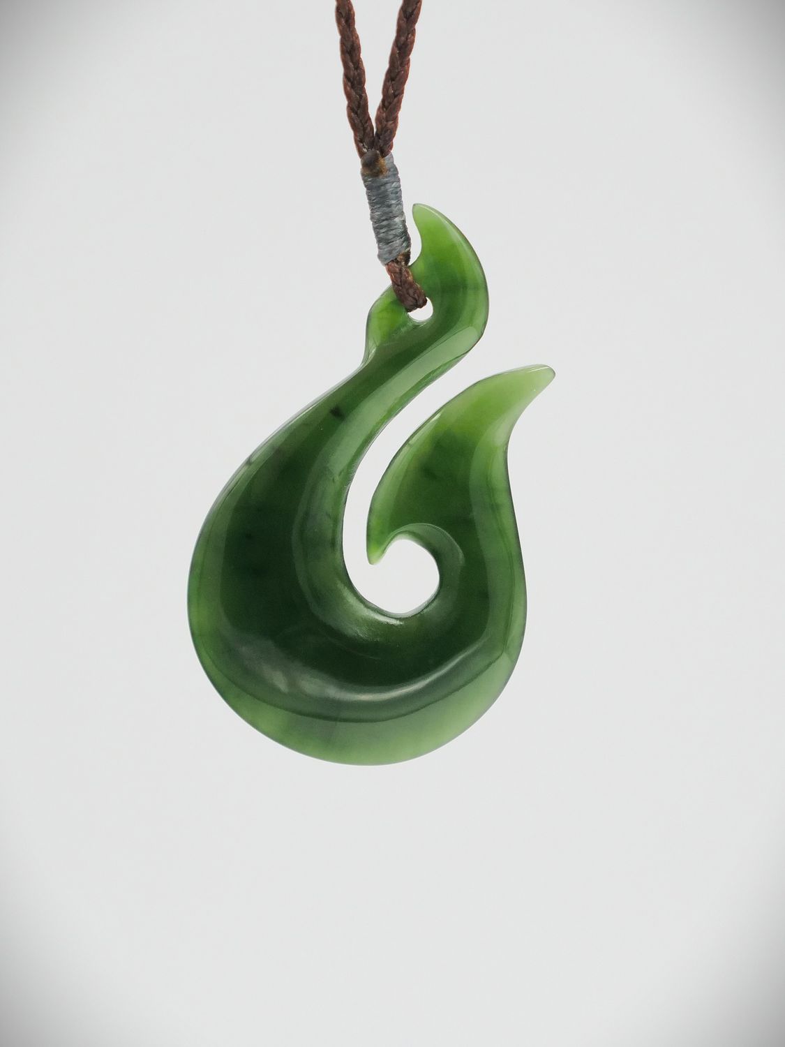 Matatoki Moko Pounamu Hook (Hei Matau) NZ Genuine Kahurangi Greenstone - Matatoki