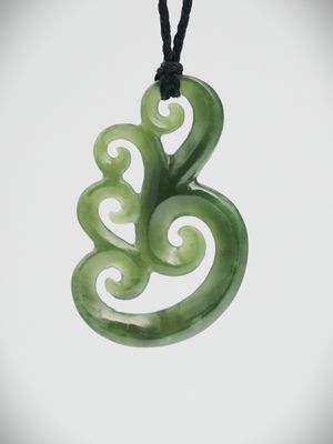 Moko Pounamu  Contemporary Design NZ Genuine Kawakawa Greenstone - Waitaha