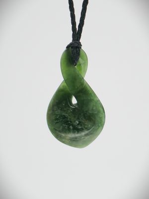 Moko Pounamu Single Pikorua (Twist) NZ Genuine Kahurangi Flower Greenstone - Whataroa