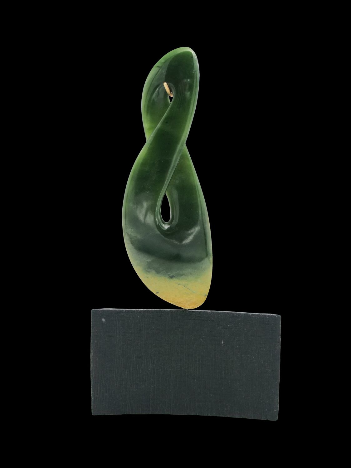 Moko Pounamu Pikorua (Twist) Sculpture NZ Genuine Marsden Flower Greenstone  - Wakukupa