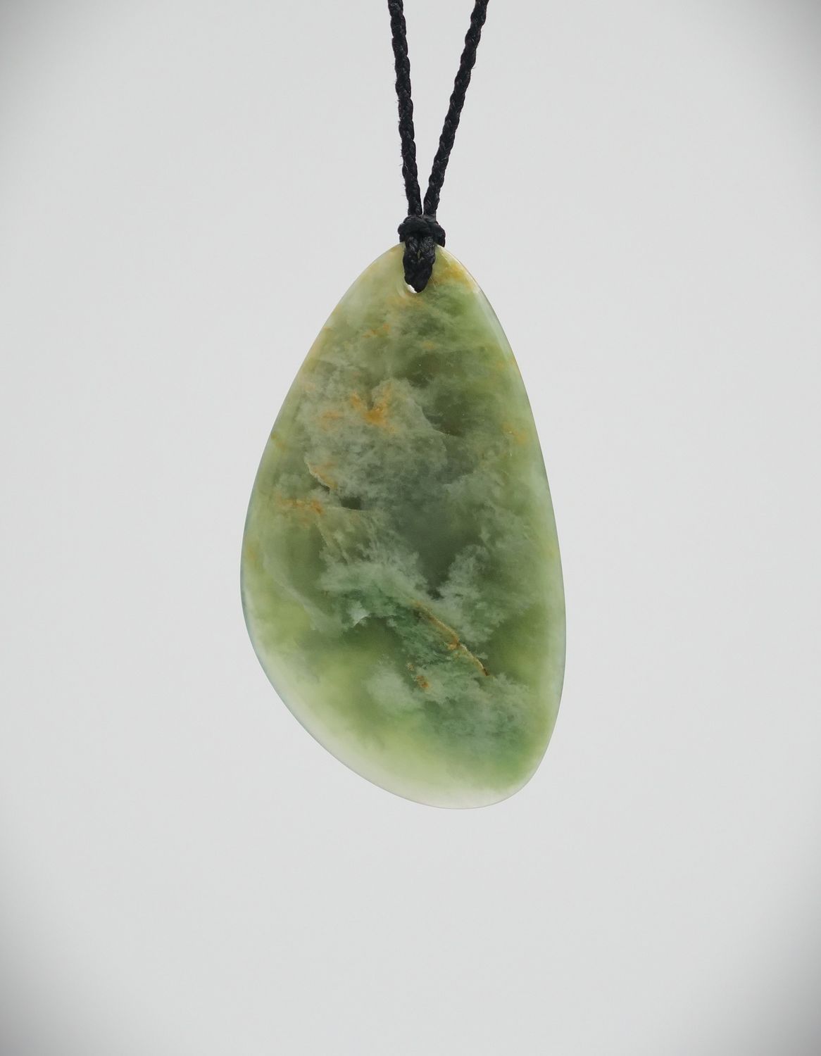 Moko Pounamu Roimata (Teardrop) NZ Genuine Inanga Flower Greenstone - Waikukupa