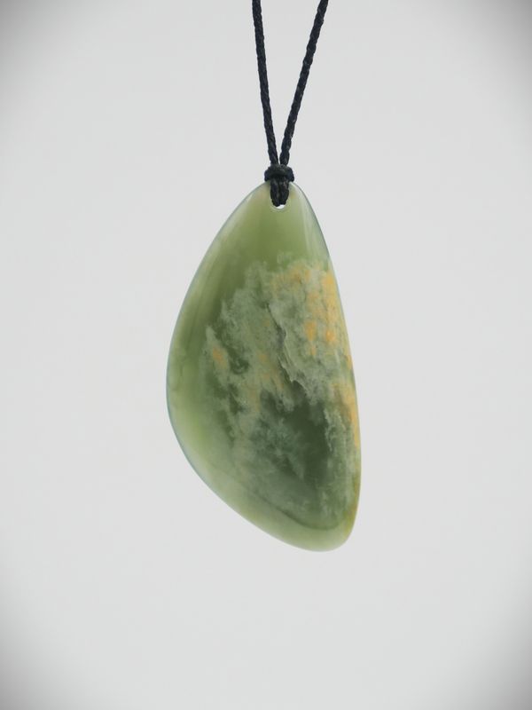 Moko Pounamu Roimata (Teardrop) NZ Genuine Inanga Flower Greenstone - Waikowhai