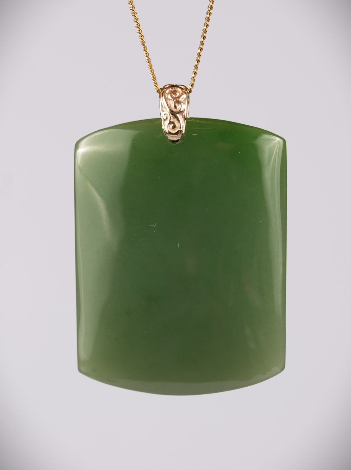 Moko Pounamu Kuru (Drop) NZ Genuine Inanga Greenstone & 9ct Gold - Ngatimoti