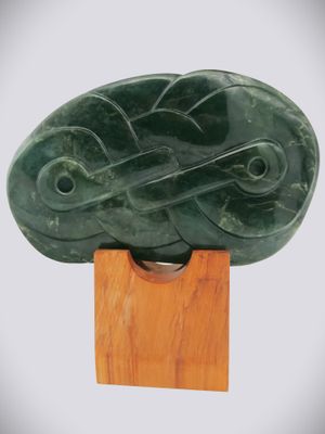 Moko Pounamu Celtic influenced Sculpture - NZ Genuine Kawakawa Greenstone - Wakatipu