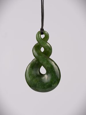 Moko Pounamu Double Pikorua (Twist) NZ Genuine Kawakawa Greenstone - Patea