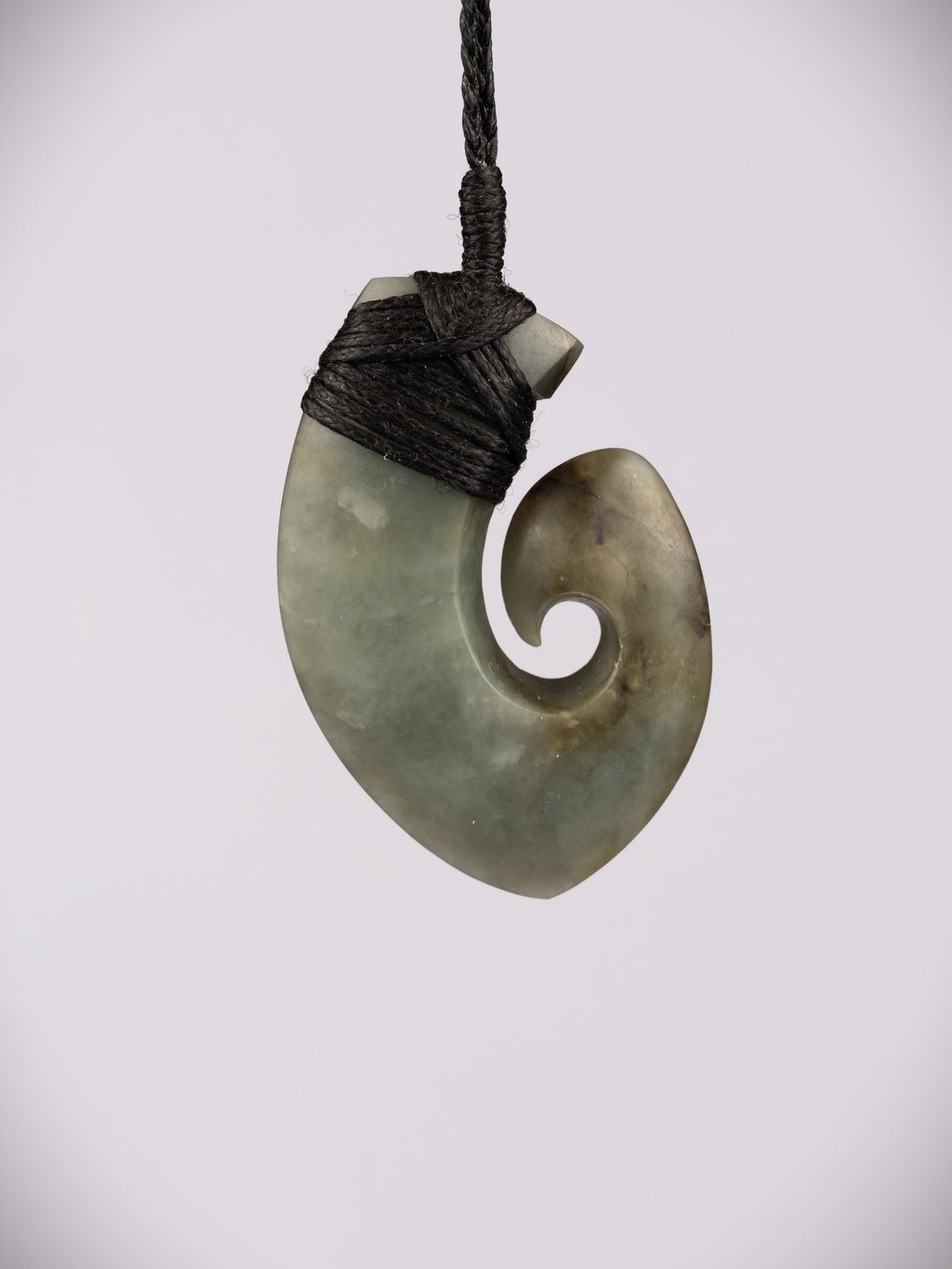 Moko Pounamu Hei Matau (Hook) NZ Genuine Inanga Greenstone - Kaikiekie