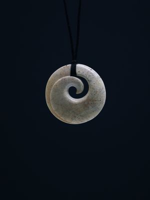 Moko Pounamu, Koru Whale Bone Carving - Korimako