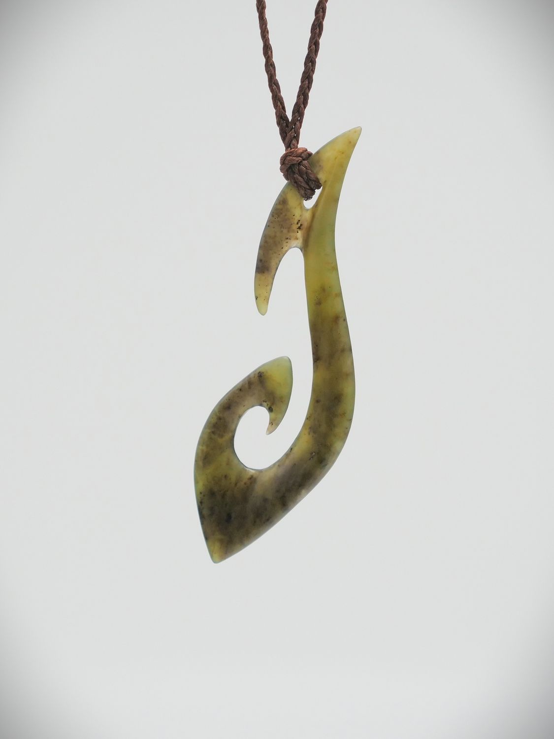 Moko Pounamu Hei Matau (Hook) NZ Genuine Totoweka Greenstone - Omarama