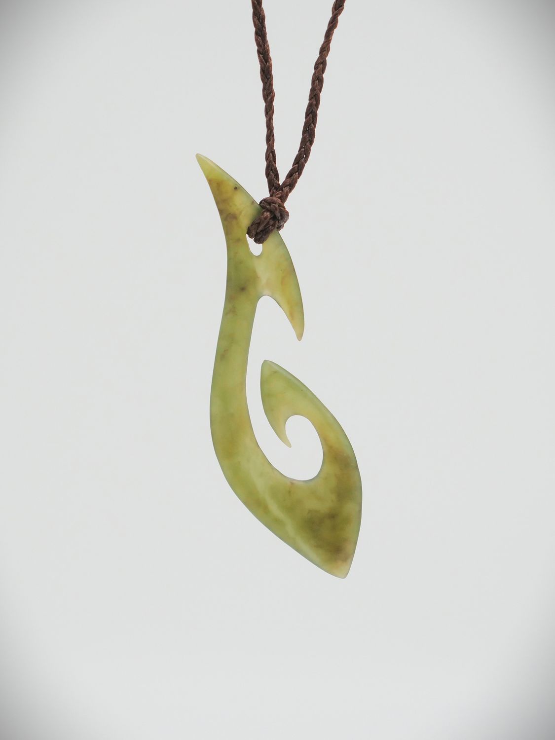 Moko Pounamu Hei Matau (Hook) NZ Genuine Totoweka Greenstone - Makarora
