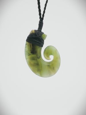 Moko Pounamu Hei Matau (Hook) NZ Genuine Totoweka Greenstone - Tapanui