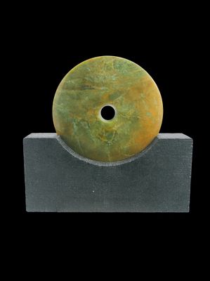 Moko Pounamu Porohita (Disc) Sculpture NZ Genuine Raukaraka  Greenstone  - Hananui