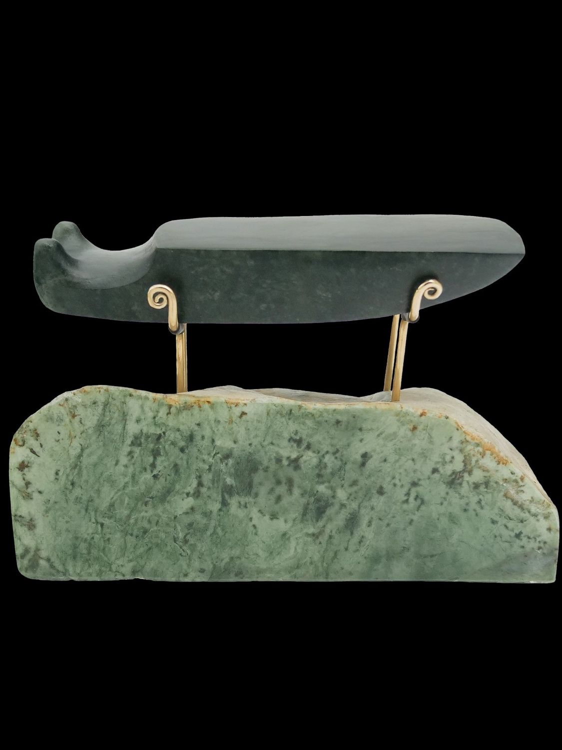 Moko Pounamu Toki Sculpture NZ Genuine Kawakawa & Kokopu Greenstone - Hapuatana
