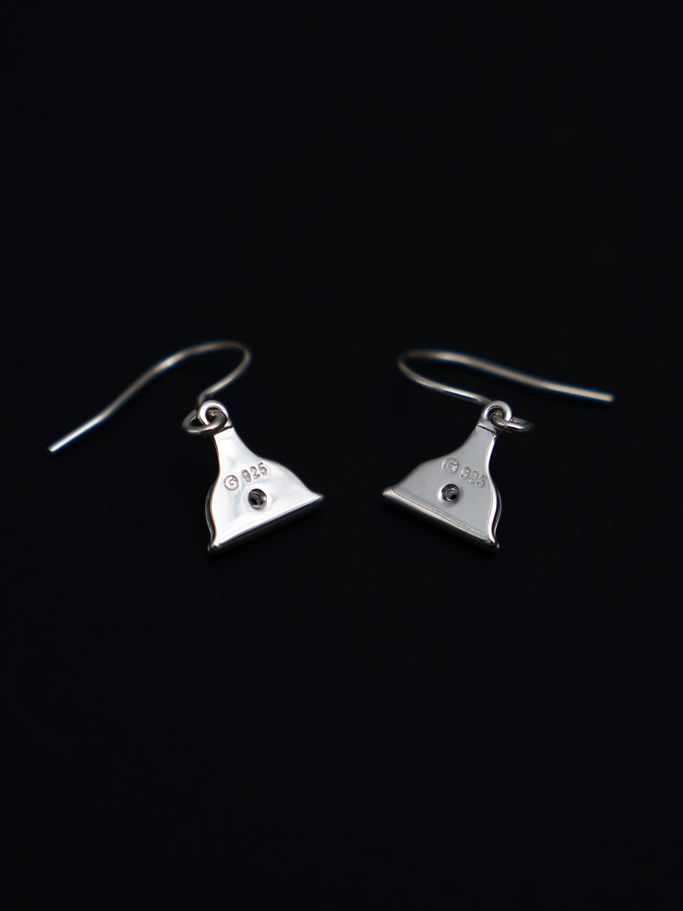 Moko Pounamu Sterling Silver Shepherds Whistle Drop Earrings SW6