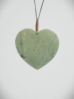 Moko Pounamu Heart NZ Genuine Auhunga Greenstone  - Mapau