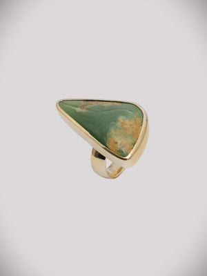 Moko Pounamu Gilt Jewellery Kahurangi Flower Pounamu & 9ct Gold Ring 11227