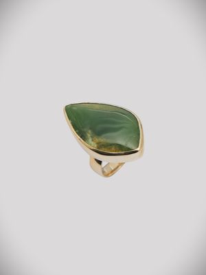 Moko Pounamu Gilt Jewellery Kahurangi Flower Pounamu & 9ct Gold Ring 11230