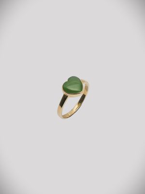 Moko Pounamu Kahurangi Greenstone and 9ct Gold Heart Ring - 60HRG