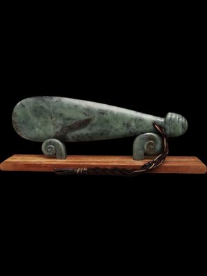 Moko Pounamu Mere NZ Genuine Inanga/Totoweka Greenstone - Ruapuke