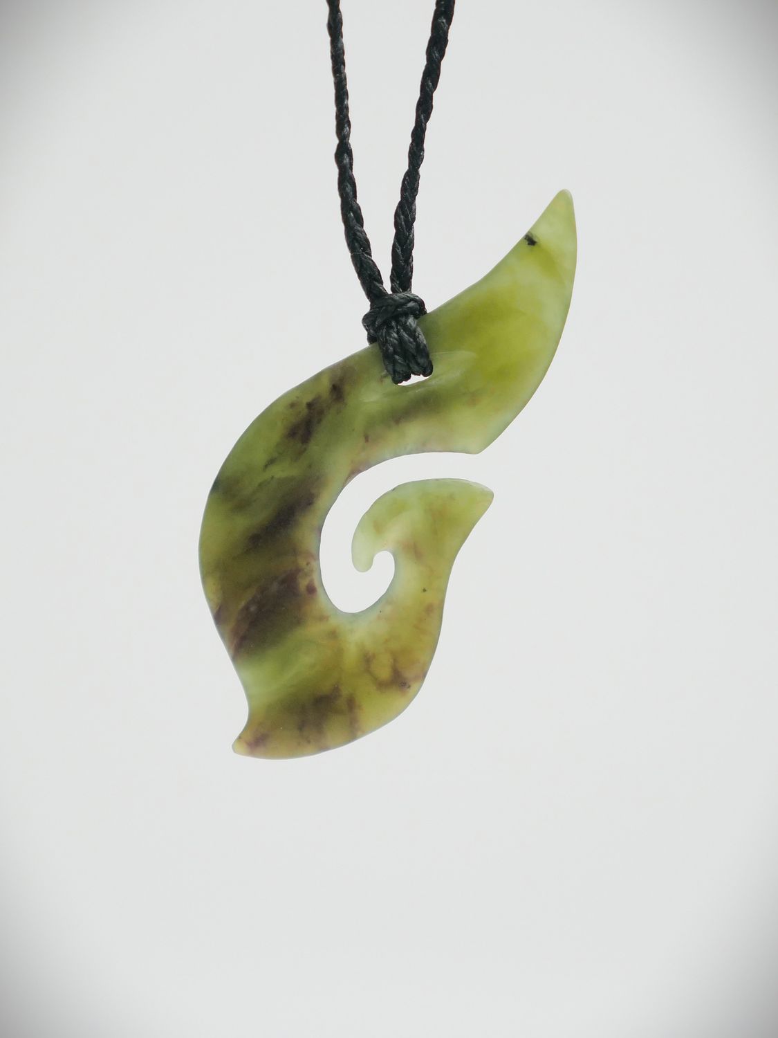 Moko Pounamu Hei Matau (Hook) NZ Genuine Totoweka Greenstone - Rarakau