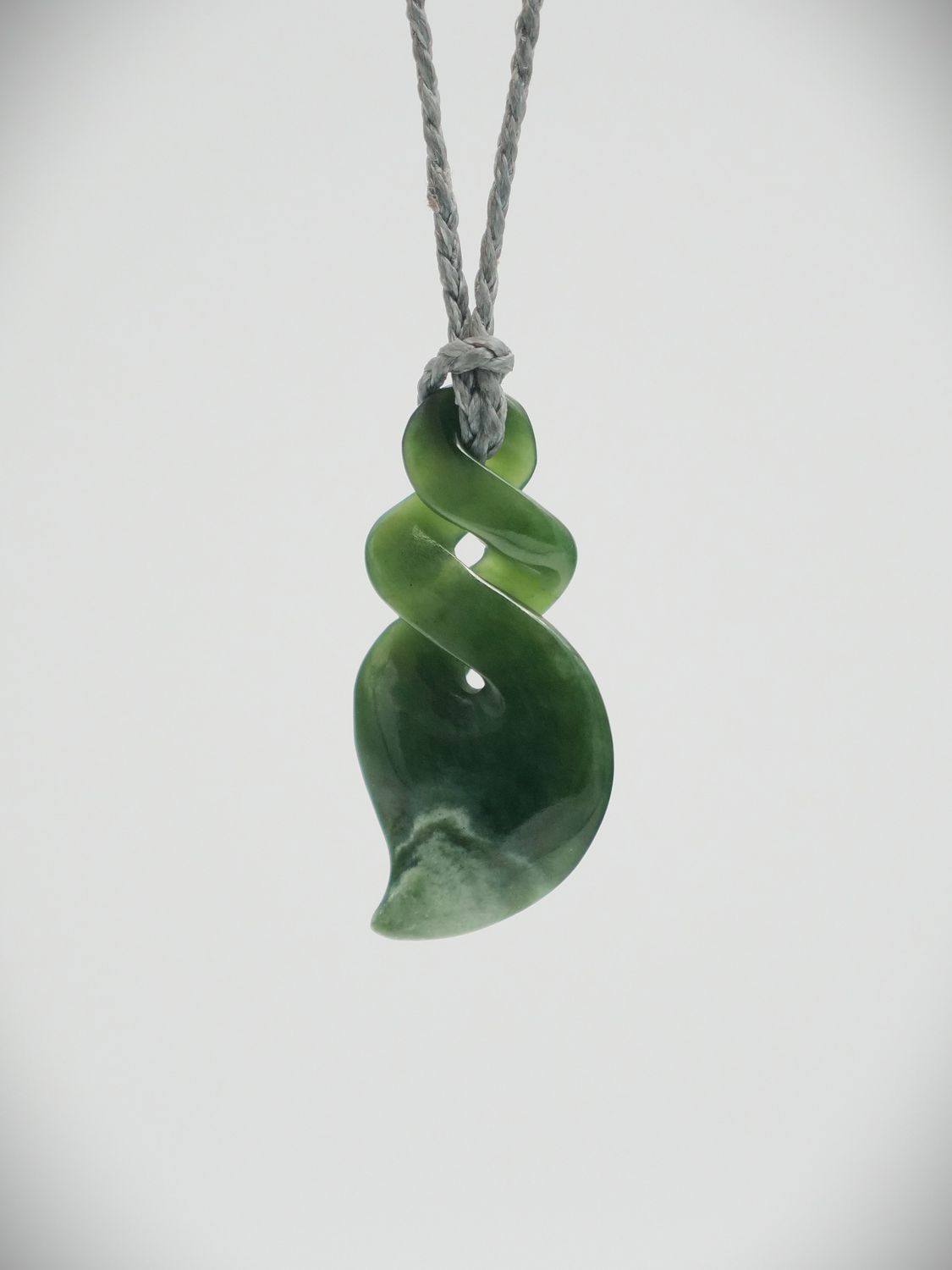 Moko Pounamu Double Pikorua (Twist) NZ Genuine Kawakawa Flower Greenstone - Oraka