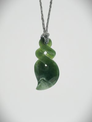 Moko Pounamu Double Pikorua (Twist) NZ Genuine Kawakawa Flower Greenstone - Oraka